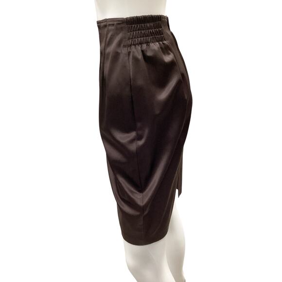 VTG Cache 2 Piece Set Jacket+Skirt Women’s Size 6 Sheer Sleeve Zipper Dark Brown - Picture 7 of 9